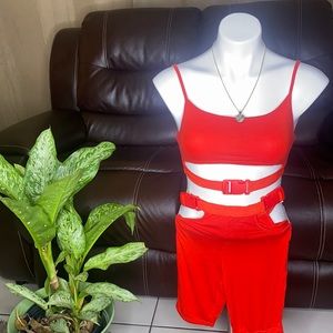 RED BUCKLE 2 PIECE BIKER SET